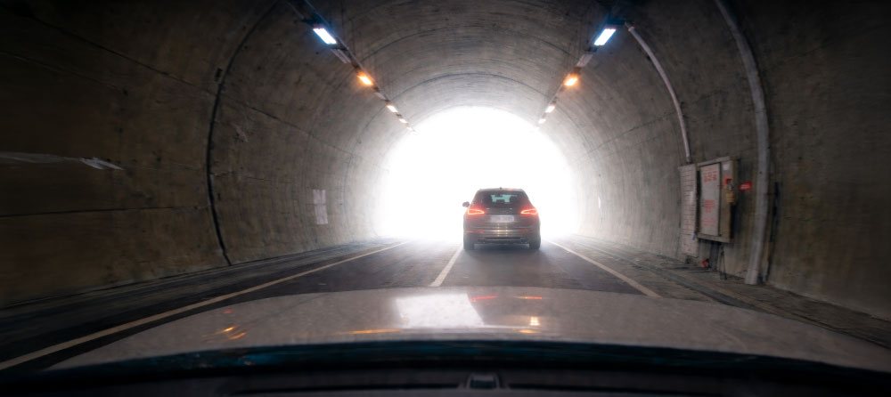 Dash cam white-out example — license plate overexposed