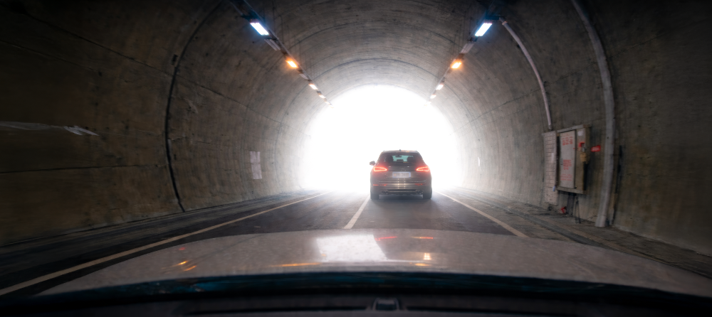 Dash cam white-out example — license plate overexposed